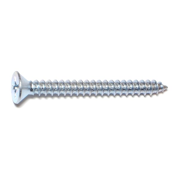 Midwest Fastener Sheet Metal Screw, #14 x 2-1/2 in, Zinc Plated Steel Flat Head Phillips Drive, 12 PK 932102 - main